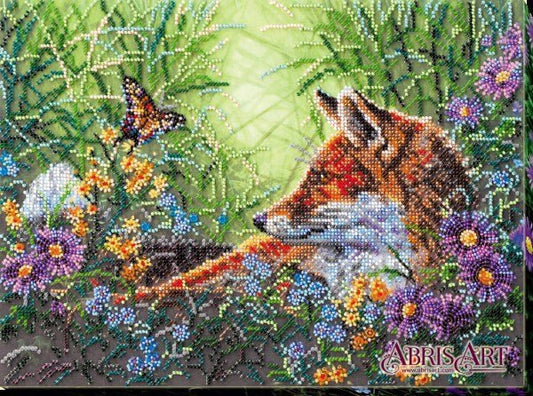 Bead embroidery kit Fox Size: 9.8"×13.4" (25×34 cm)