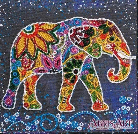 Bead embroidery kit Indian elephant Size: 7.9"×7.9" (20x20 cm)