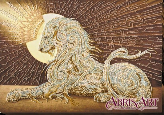 Bead embroidery kit Lion Aslan Size: 12.2"×17" (31×43 cm)