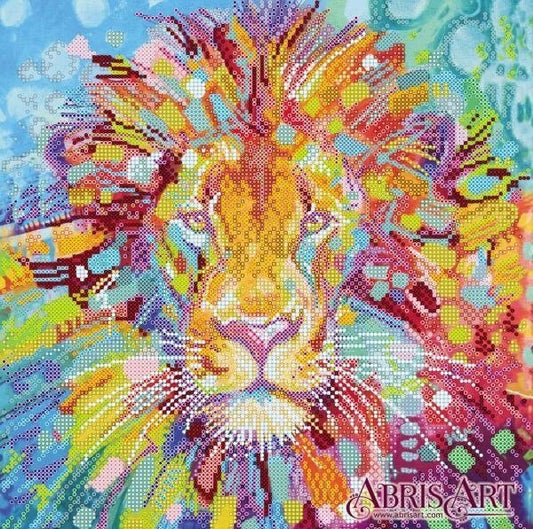 Bead embroidery kit Lion Size: 11.8"×11.8" (30×30 cm)