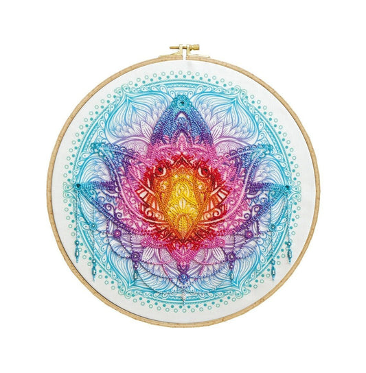 Bead embroidery kit Lotus Size: 13"×13" (33×33 cm)