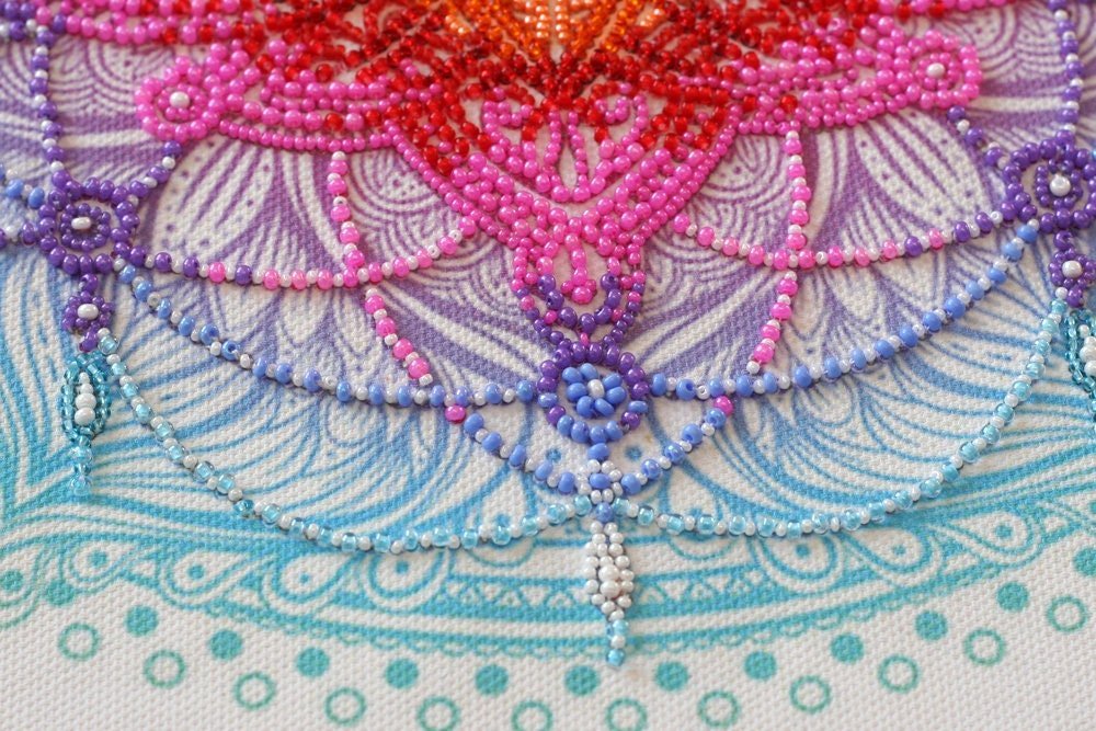 Bead embroidery kit Lotus Size: 13"×13" (33×33 cm)