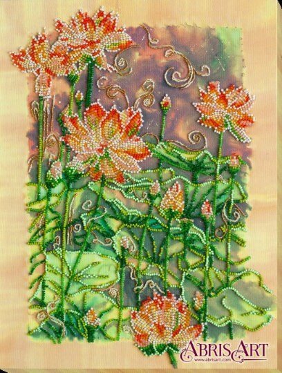 Bead embroidery kit Lotus flowers Size: 9.8"×12.9" (25x33 cm)