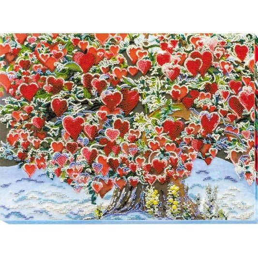 Bead embroidery kit Love tree Size: 10.6"×14.6" (27×37 cm)