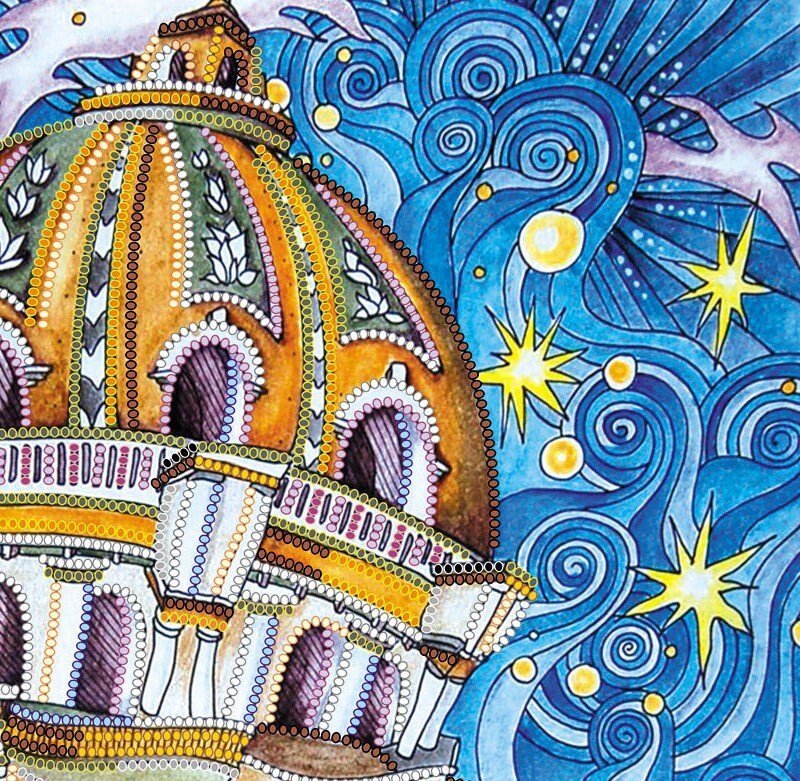 Bead embroidery kit Magical city Size: 11.8"×11.8" (30×30 cm)