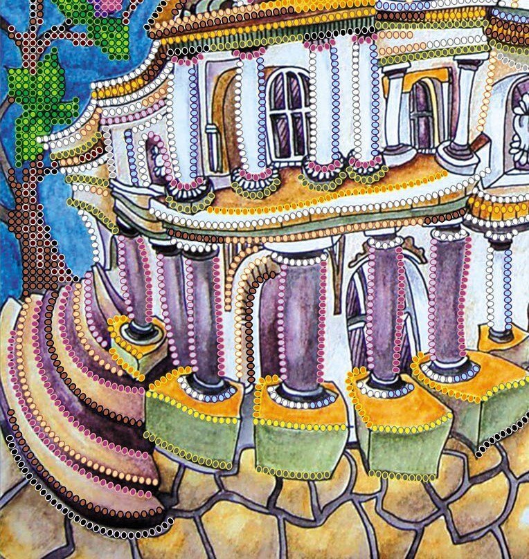 Bead embroidery kit Magical city Size: 11.8"×11.8" (30×30 cm)