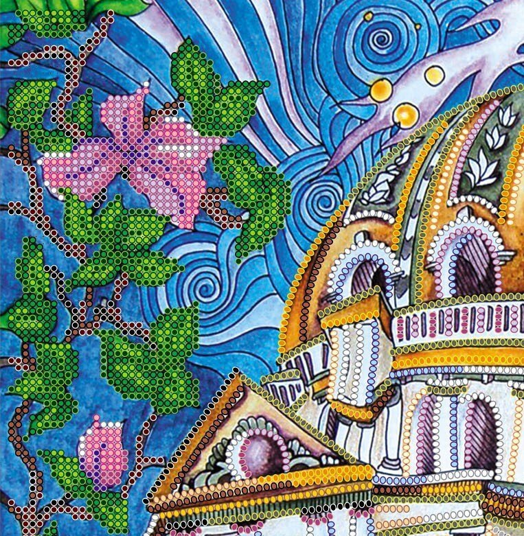 Bead embroidery kit Magical city Size: 11.8"×11.8" (30×30 cm)