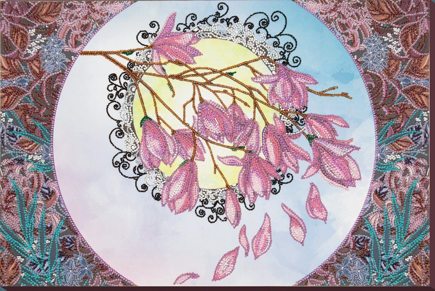 Bead embroidery kit Magnolia Size: 11.8"х17.7" (30x45 cm)