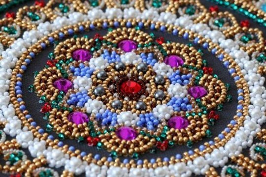 Bead embroidery kit Mandala Size: 10.6"х10.6" (27x27 cm)