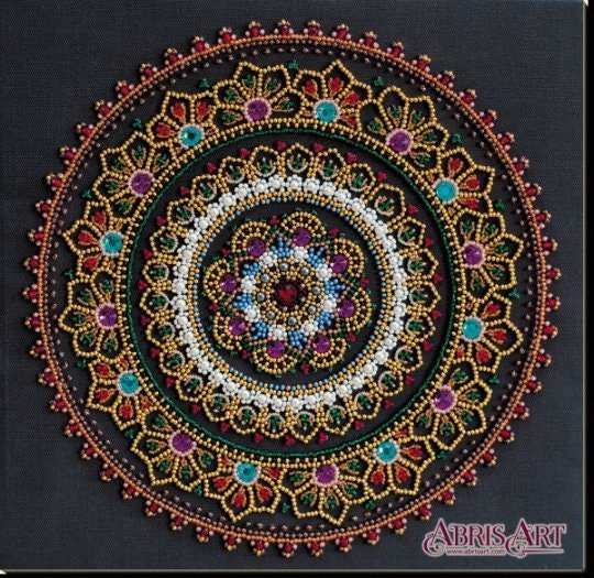 Bead embroidery kit Mandala Size: 10.6"х10.6" (27x27 cm)