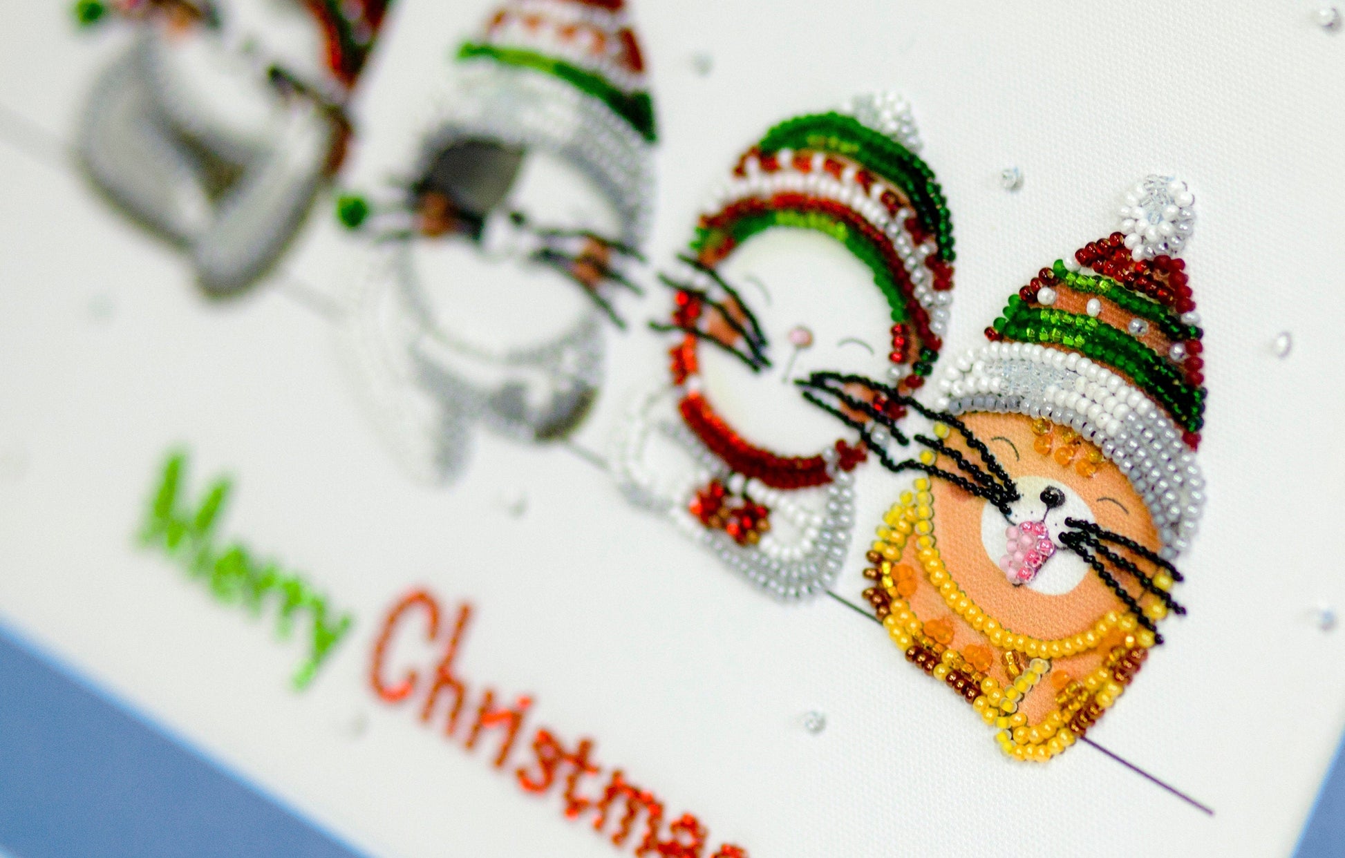 Bead embroidery kit Merry Christmas Size: 6.7"×11.8" (17×30 cm)