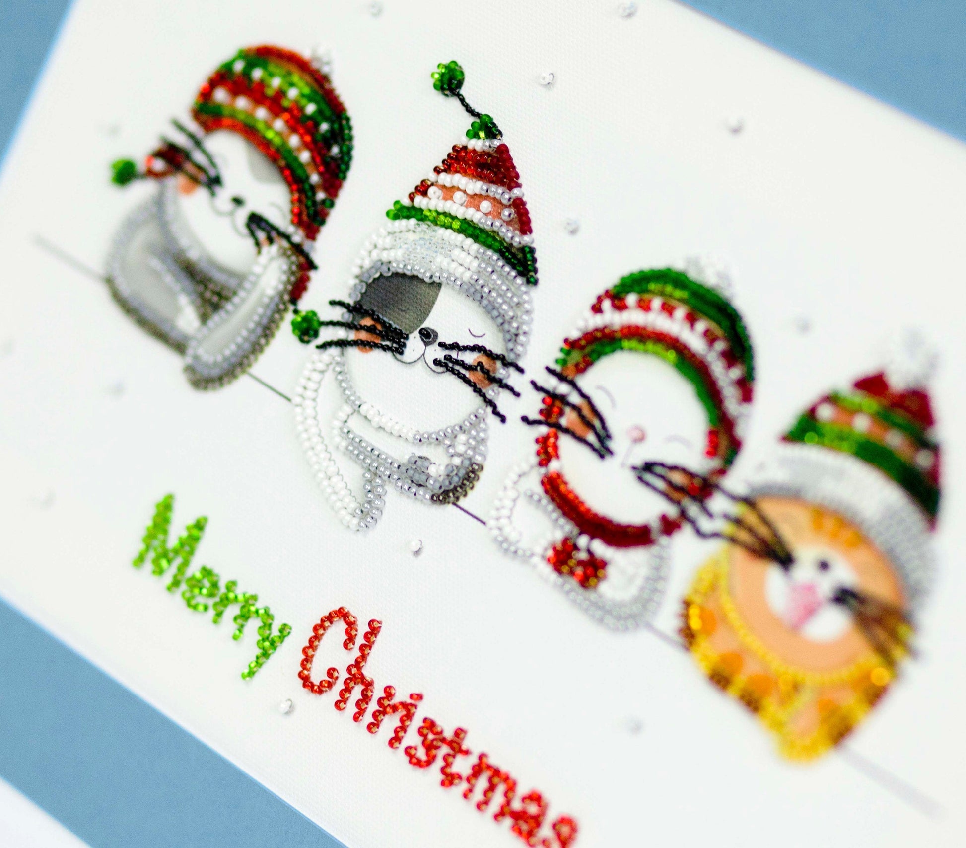 Bead embroidery kit Merry Christmas Size: 6.7"×11.8" (17×30 cm)