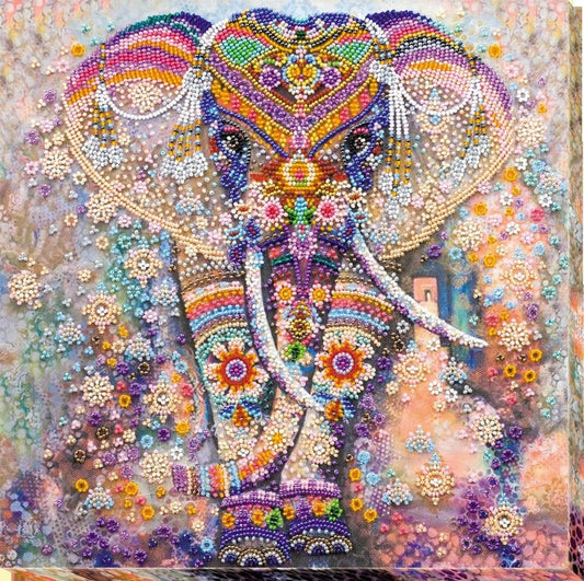 Bead embroidery kit Elephant Size: 11.8"×11.8" (30×30 cm)