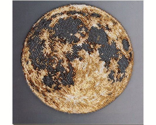 Bead embroidery kit Moon Size: 12.9"×12.9" (33×33 cm)