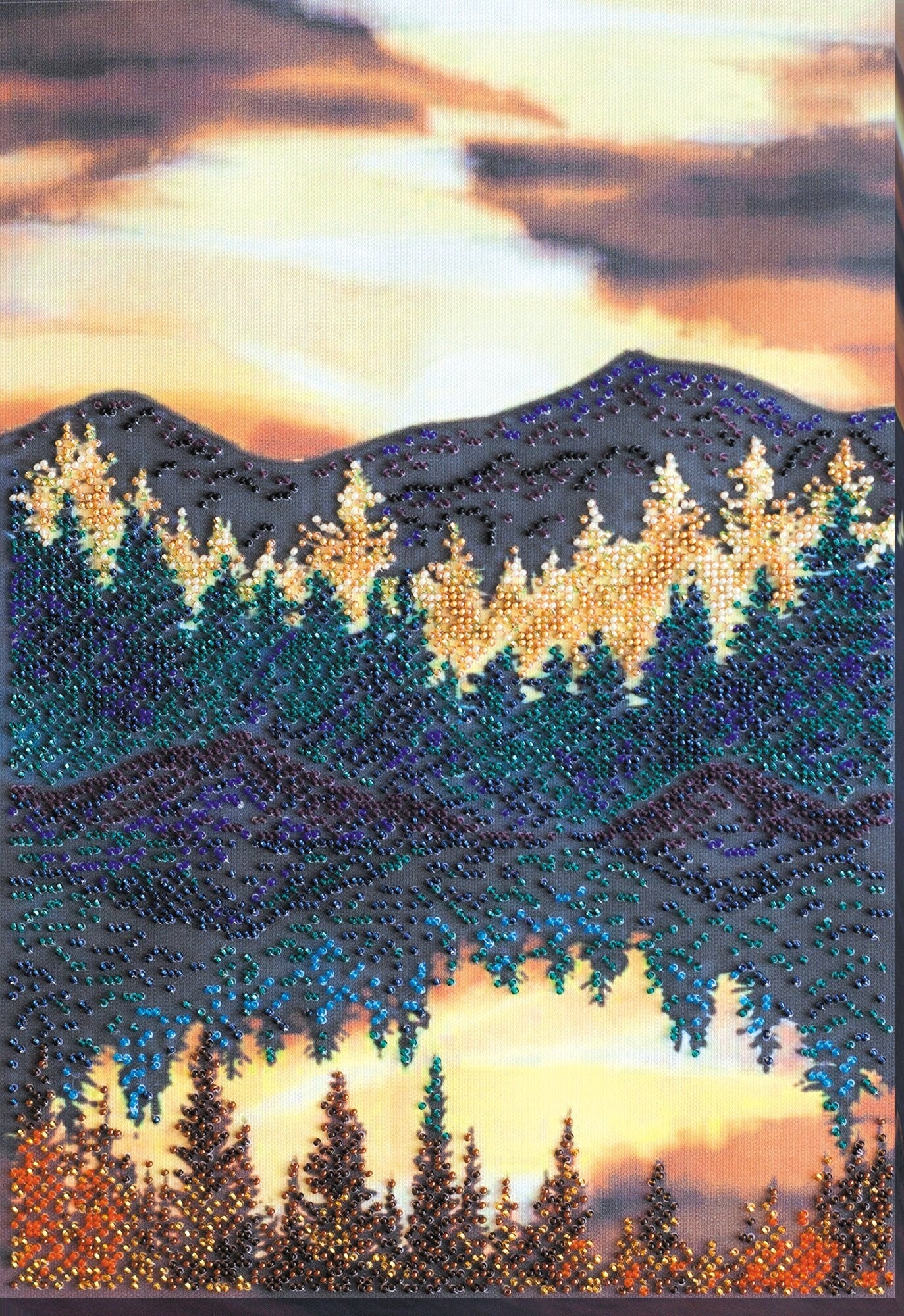 Bead embroidery kit Near the lake Size: 10.6"×14" (27×36 cm)