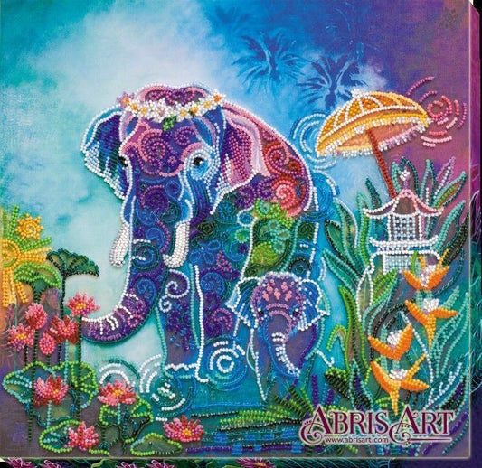 Bead embroidery kit Elephants Size: 11.8"х11.8" (30x30 cm)