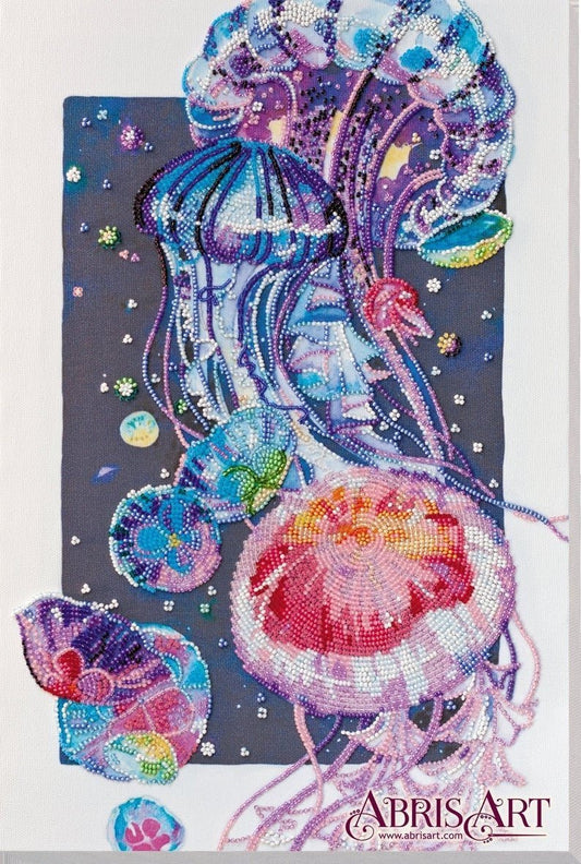 Bead embroidery kit Jellyfish Size: 10.6"×15.7" (27×40 cm)