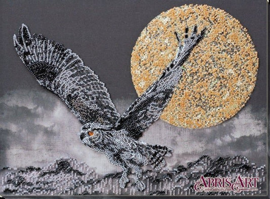 Bead embroidery kit Night flight Size: 11.4"×14.9" (29×38 cm)