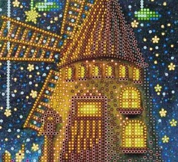Bead embroidery kit Night Size: 7.9"×7.9" (20x20 cm)
