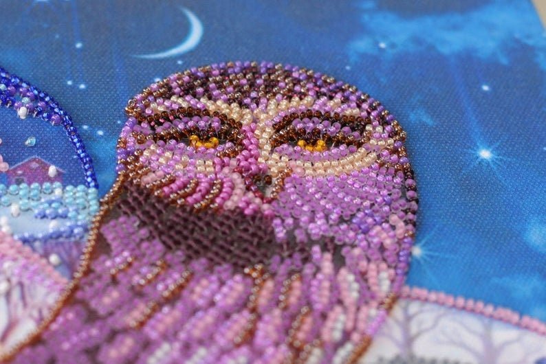 Bead embroidery kit On the wings of the night Size: 9.8"×13.4" (26×34 cm)