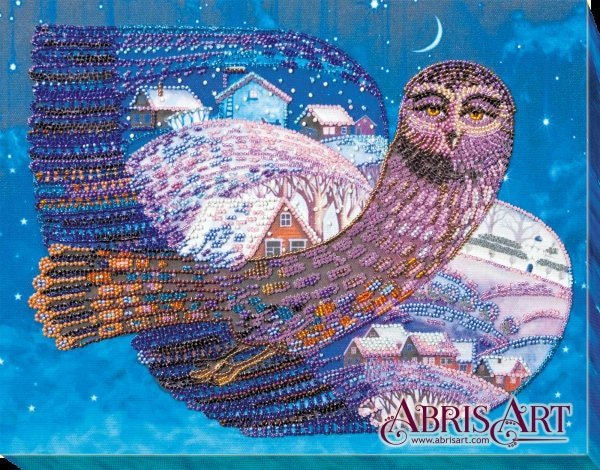 Bead embroidery kit On the wings of the night Size: 9.8"×13.4" (26×34 cm)