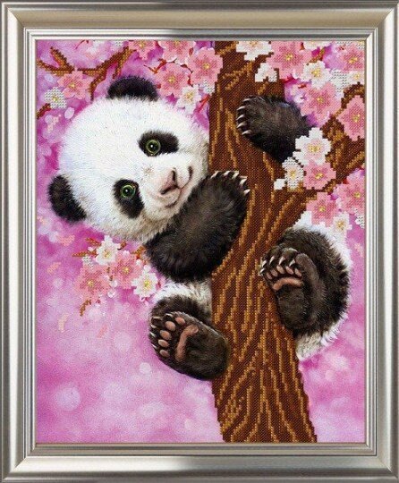 Bead embroidery kit Panda Size: 10"×12.4" (25.5×31.5 cm)