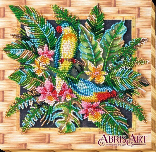 Bead embroidery kit Parrots Size: 7.9"×7.9" (20x20 cm)