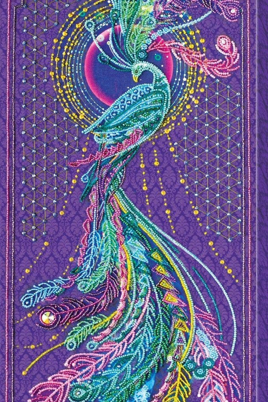 Bead embroidery kit Peacock Size: 9.8"×24.4" (25×62 cm)