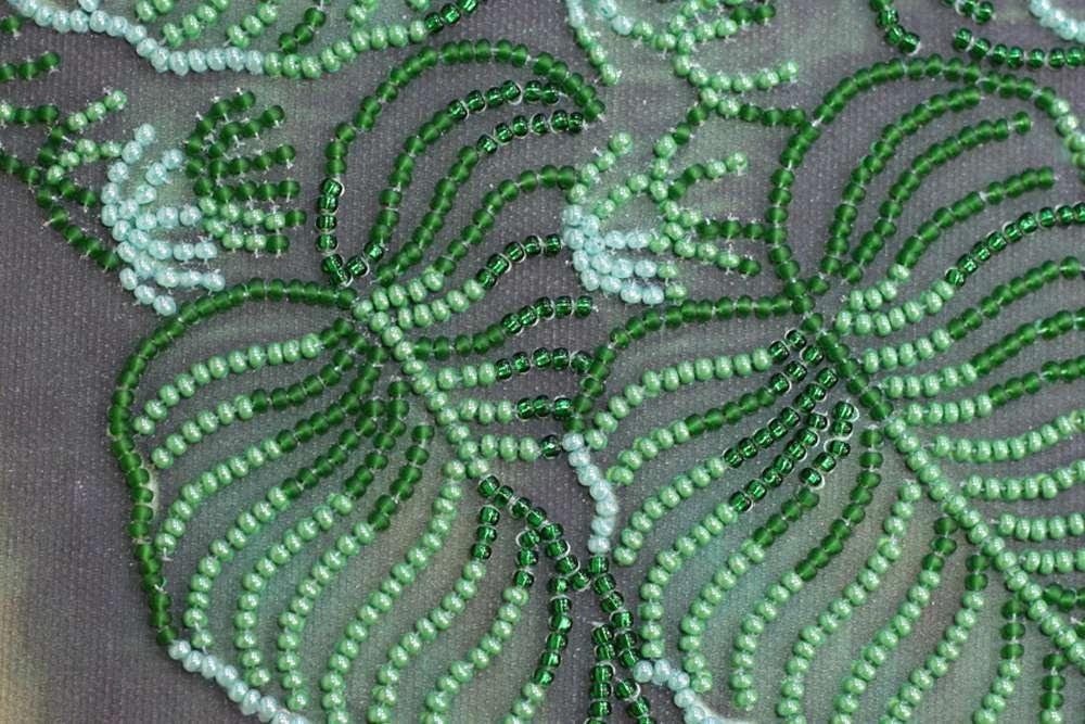 Bead embroidery kit Peacocks snow Size: 12"×13" (30×40 cm)
