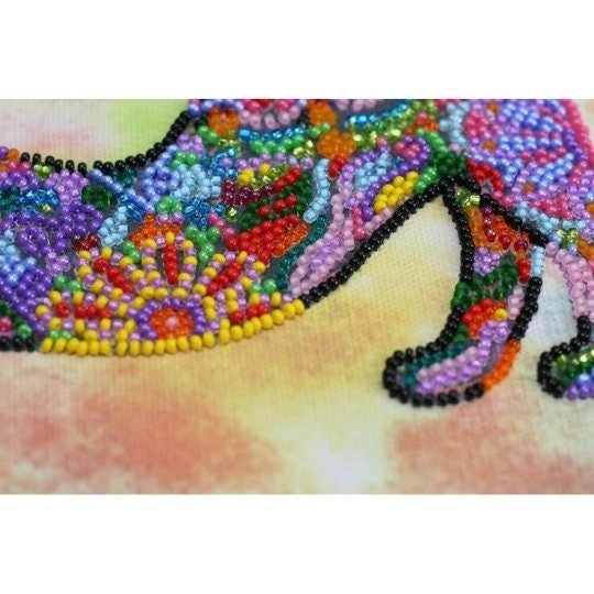 Bead embroidery kit Playful kitten Size: 7.9"×7.9" (20x20 cm)