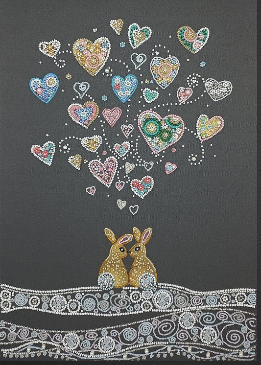 Bead embroidery kit Rabbits in love Size: 11.0"×15.7" (28×40 cm)