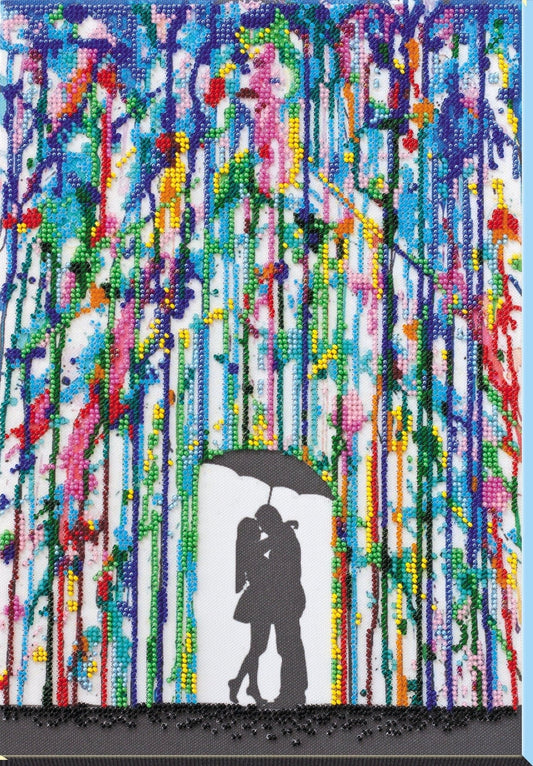 Bead embroidery kit Rain for lovers Size: 9.0"×12.9" (23×33 cm)