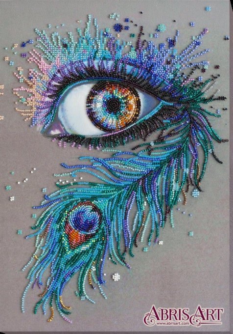 Bead embroidery kit Royal gaze Size: 10.6"х14.5" (27x37 cm)