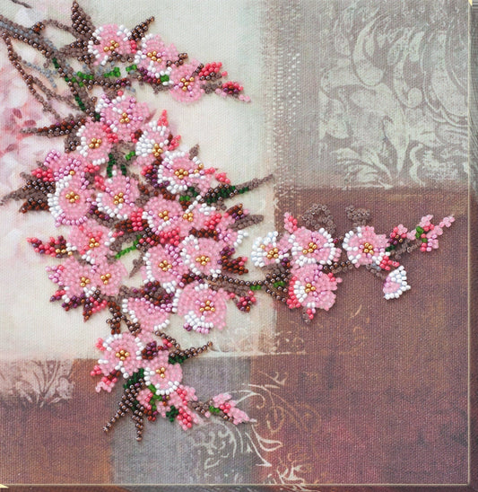 Bead embroidery kit Sakura Size: 7.9"×7.9" (20×20 cm)