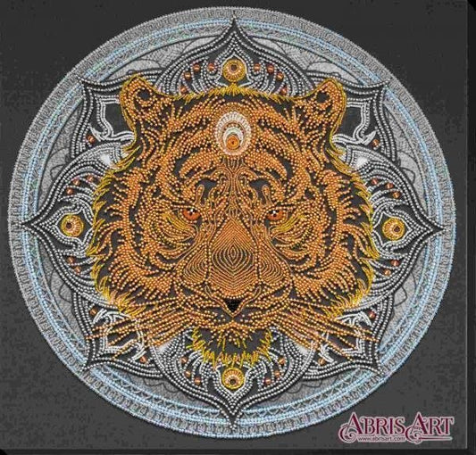 Bead embroidery kit Sign of strength tiger Size: 12.6"×12.6" (32×32 cm)