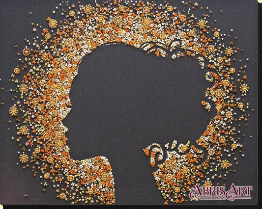 Bead embroidery kit Sparkle girl Size: 10.6"×13.8" (27×35 cm)