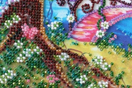 Bead embroidery kit Spring bridge Size: 7.9"×7.9" (20x20 cm)