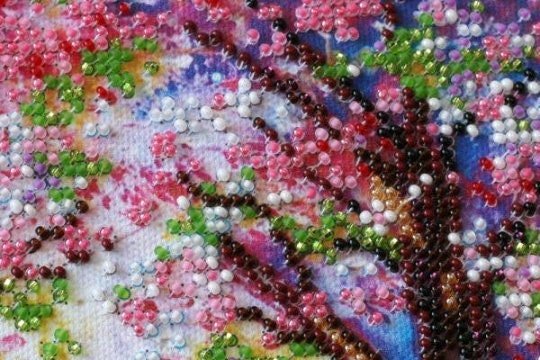 Bead embroidery kit Spring bridge Size: 7.9"×7.9" (20x20 cm)