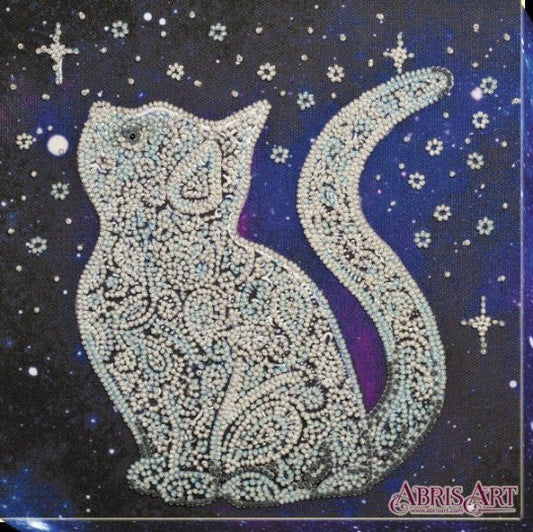 Bead embroidery kit Star cat Size: 7.9"×7.9" (20x20 cm)