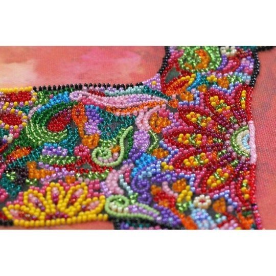 Bead embroidery kit Sunset walk Size: 12.5"×12.5" (32x32 cm)