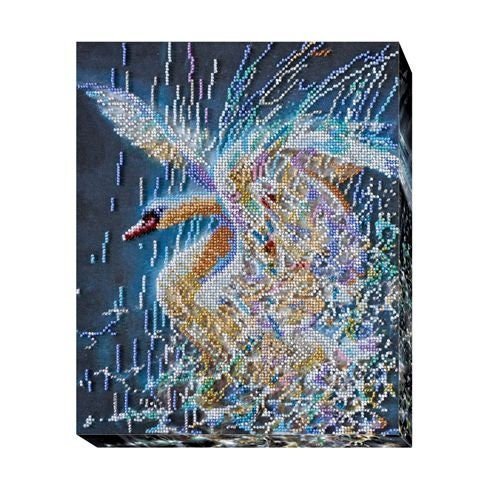 Bead embroidery kit Swan Size: 9.8"×11.8" (25×30 cm)