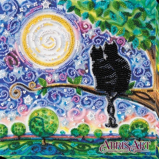 Bead embroidery kit Romantic cats Size: 7.9"×7.9" (20x20 cm)