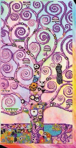 Bead embroidery kit Tree of life spring Size: 9"×18.1" (23×46 сm)