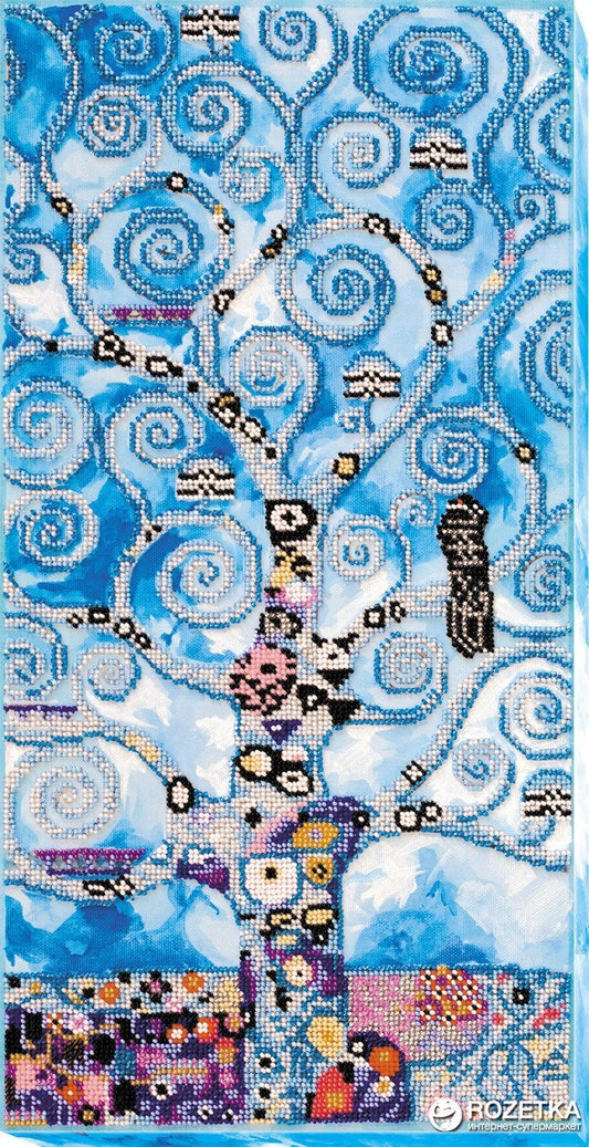 Bead embroidery kit Tree of life winter Size: 9"×18.1" (23×46 сm)