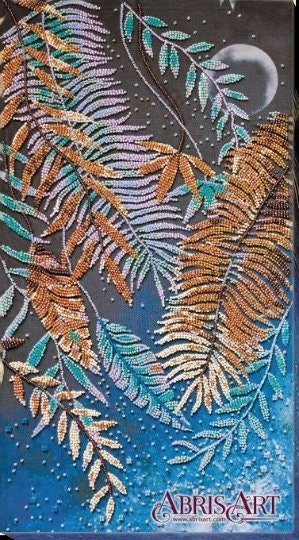 Bead embroidery kit Tropical night Size: 9.8"х19.6" (25x50 cm)