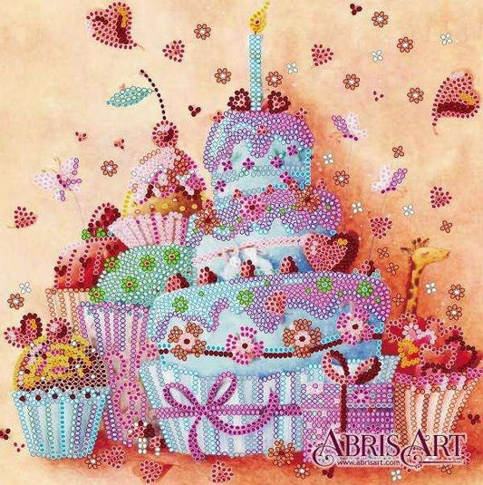 Bead embroidery kit Cake Size: 7.9"×7.9" (20x20 cm)