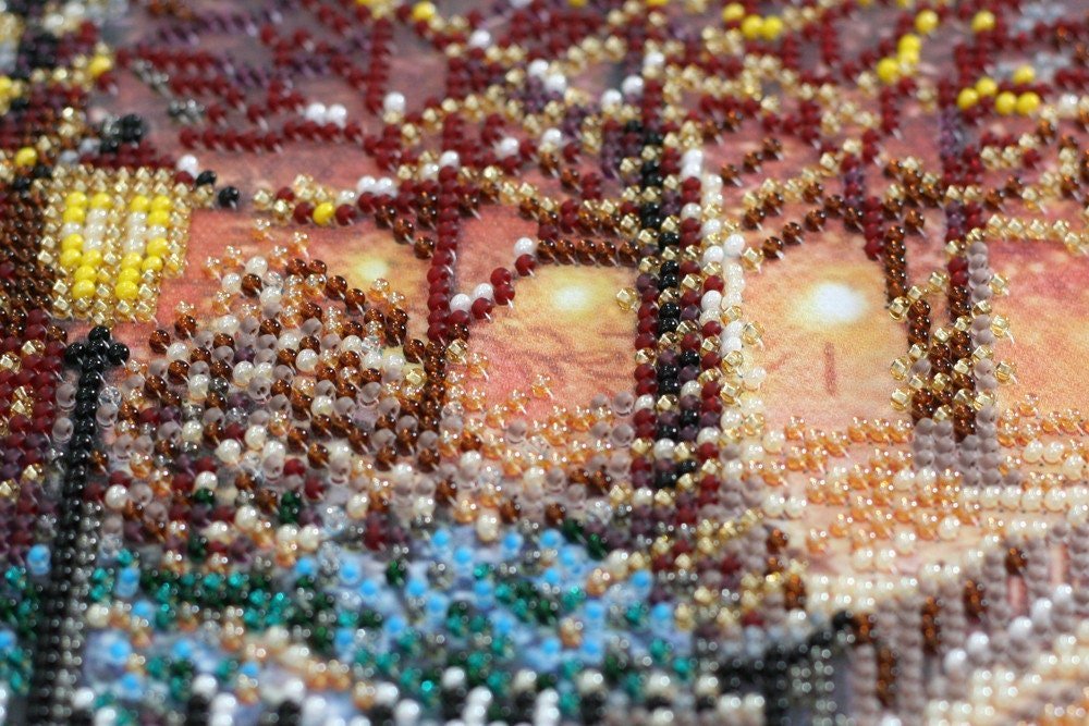 Bead embroidery kit Winter date Size: 15.7"×11.0" (40×28 cm)