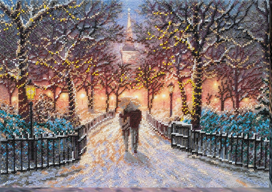 Bead embroidery kit Winter date Size: 15.7"×11.0" (40×28 cm)