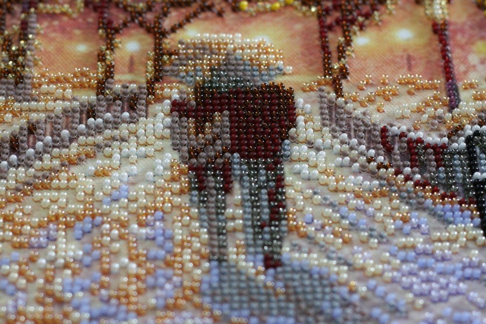 Bead embroidery kit Winter date Size: 15.7"×11.0" (40×28 cm)