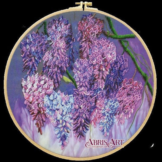 Bead embroidery kit Wisteria Size: 13"×13" (33x33 cm)